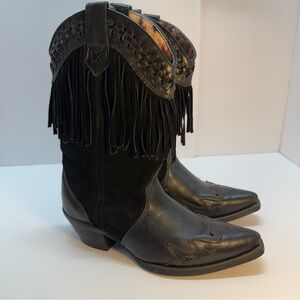 Black Fringe Western Boots